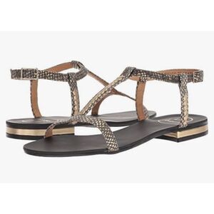 Jack Rogers Womens Cheney Metallic‎ T Strap Sandals Gold Size 9